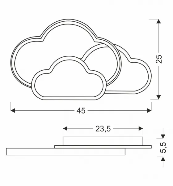 LED stropné svietidlo Stropné svietidlo Clouds 24W 2800–6500K s diaľkovým ovládaním, biele tienidlo, nastaviteľná farba svetla, detská izba, obývačka