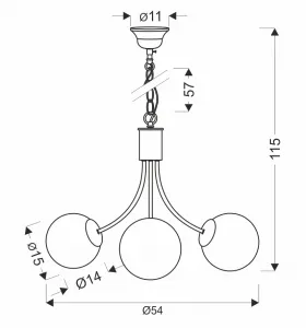 Mosadzná závesná lampa Dani 3x40W E14 – elegantné svietidlo s bielym tienidlom do obývačky a jedálne