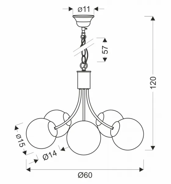 Mosadzná závesná lampa Dani 5x40W E14, biele tienidlo, elegantné stropné svietidlo do obývačky, klasický aj moderný štýl, päť svetelných bodov