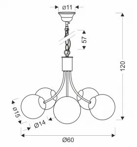 Mosadzná závesná lampa Dani 5x40W E14, biele tienidlo, elegantné stropné svietidlo do obývačky, klasický aj moderný štýl, päť svetelných bodov