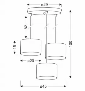 Závesná lampa PANDY čierna doska 3x40W E27 tienidlo čierna+zlatá
