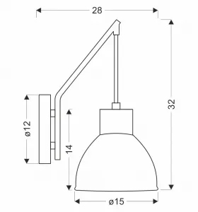 INEZZ 1x60W E27 čierna nástenná lampa, moderná nástenná lampa do obývačky, spálne alebo chodby, elegantný industriálny dizajn