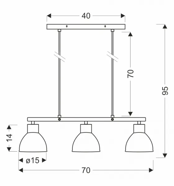 INEZZ 3x60W E27 čierna závesná lampa, moderné stropné svietidlo s tromi tienidlami do obývačky, jedálne alebo kuchyne, v loftovom a industriálnom štýle