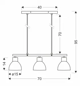 INEZZ 3x60W E27 čierna závesná lampa, moderné stropné svietidlo s tromi tienidlami do obývačky, jedálne alebo kuchyne, v loftovom a industriálnom štýle