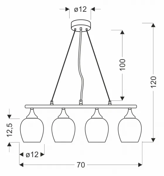 Závesná lampa ELECTRA chróm 4x60W E27 biele tienidlo moderná stropná lampa do obývačky jedálne kuchyne pôsobivý dizajn