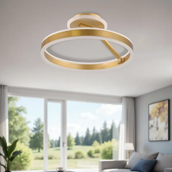 Stropná lampa RINEUS zlatá 20W LED bezfarebné kryštály PRIEMER 40CM