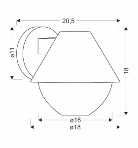 Nástenná lampa Hendera záhradná 20,5x17,5 čierna 1x40W E27 kužeľové tienidlo IP44