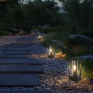 Záhradná lampa CISSUS – čierna kovová stojaca lampa E27 IP54 – moderné vonkajšie osvetlenie