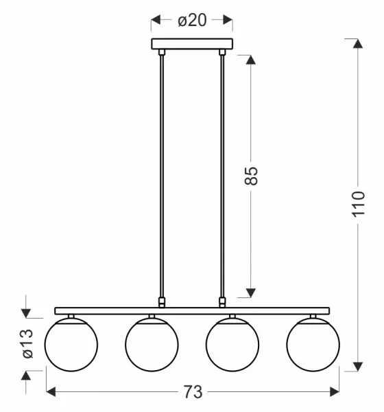 Drevená závesná lampa Carrine 4x40W E14 biele tienidlo