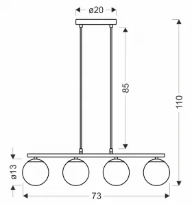 Drevená závesná lampa Carrine 4x40W E14 biele tienidlo