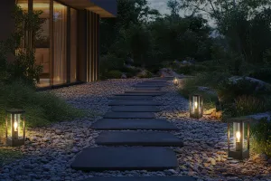 Záhradná lampa CISSUS – čierna kovová stojaca lampa E27 IP54 – moderné vonkajšie osvetlenie