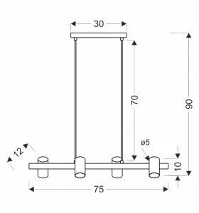Stropná lampa Xilo čierna s dreveným tienidlom 4x25W GU10 biele