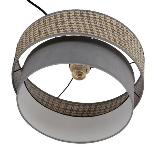 Závesná lampa Karrara čierna 1x60W E27 tienidlo sivá béžová+sivá