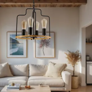 Stropná lampa Datus čierna 4x40W E27