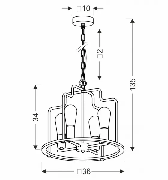 Stropná lampa Datus čierna 4x40W E27