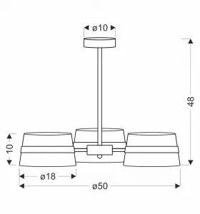 Stropná lampa Demy čierna 3x40W E14 žlté tienidlo