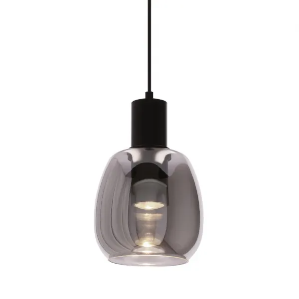 Malá závesná lampa Udin čierna 1x15W GU10 sivé tienidlo