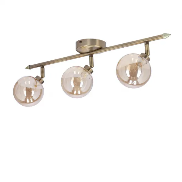 Stropná lampa Rodia s patinovaným pásikom 3x40W g9 jantárové tienidlo