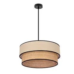 Závesná lampa LORENZO čierna 1x60W E27 krémové tienidlo s čiernym lemom