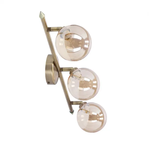 Stropná lampa Rodia s patinovaným pásikom 3x40W g9 jantárové tienidlo