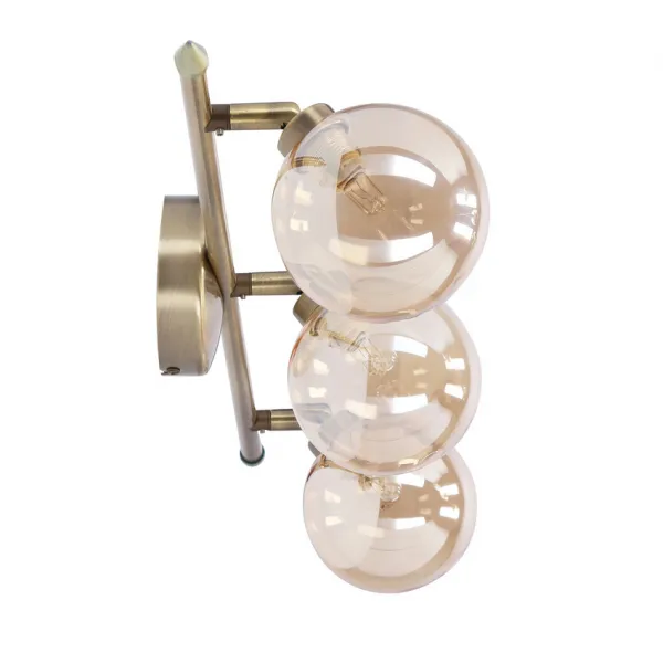 Stropná lampa Rodia s patinovaným pásikom 3x40W g9 jantárové tienidlo