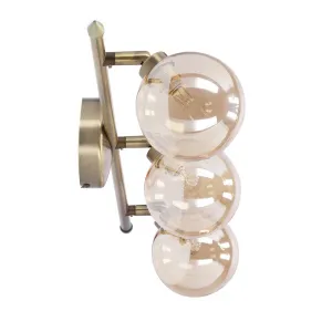 Stropná lampa Rodia s patinovaným pásikom 3x40W g9 jantárové tienidlo