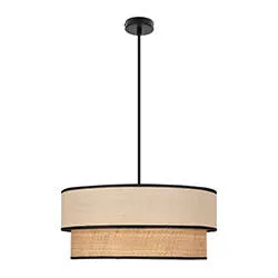 Závesná lampa LORENZO čierna 1x60W E27 krémové tienidlo s čiernym lemom