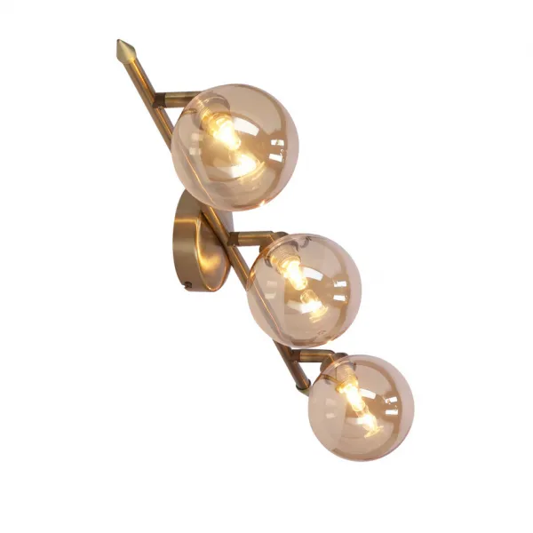 Stropná lampa Rodia s patinovaným pásikom 3x40W g9 jantárové tienidlo