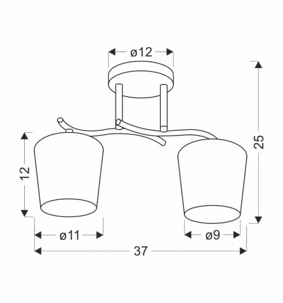 Stropná lampa Esnyr chróm+čierna 2x40 E27 biele tienidlo