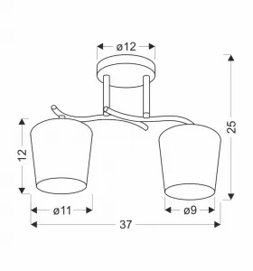 Stropná lampa Esnyr chróm+čierna 2x40 E27 biele tienidlo