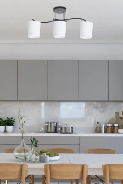 Stropná lampa Esnyr chróm+čierna 3x40 E27 biele tienidlo