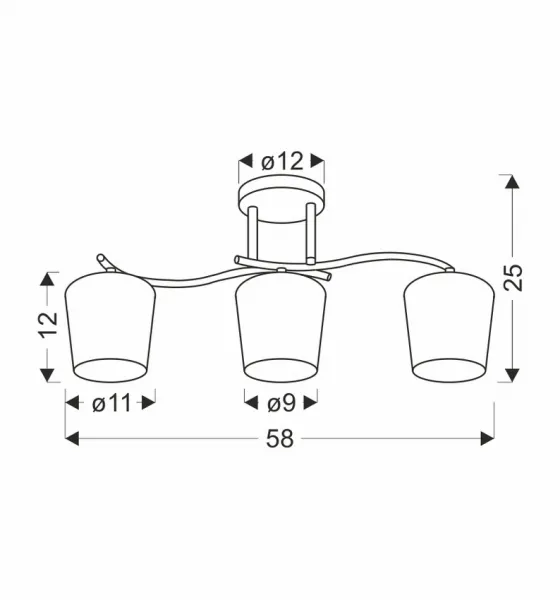 Stropná lampa Esnyr chróm+čierna 3x40 E27 biele tienidlo