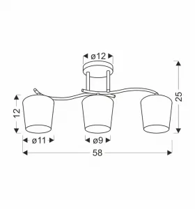 Stropná lampa Esnyr chróm+čierna 3x40 E27 biele tienidlo