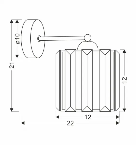 Nástenná lampa Glassia Lamp čierna 1X40 E27 čierne tienidlo + číre kryštály