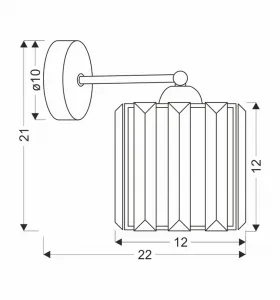 Nástenná lampa Glassia Lamp čierna 1X40 E27 čierne tienidlo + číre kryštály