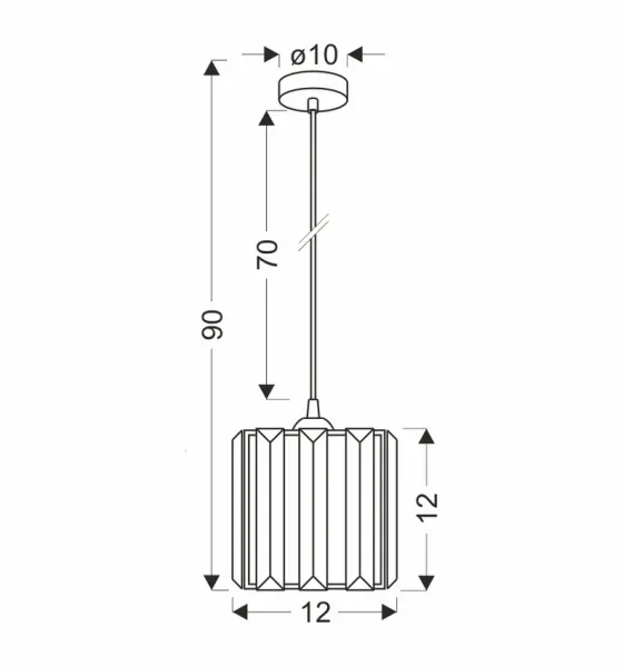 Závesná lampa Glassia čierna 1X40 E27 čierne tienidlo + číre kryštály
