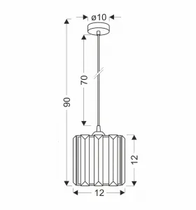 Závesná lampa Glassia čierna 1X40 E27 čierne tienidlo + číre kryštály