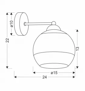 Nástenná lampa Contessa čierna 1X40 E27 zlaté tienidlo
