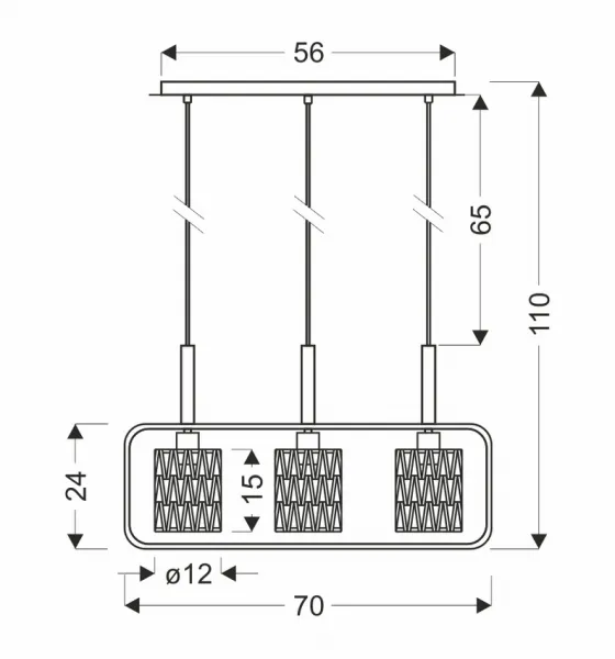 Závesná lampa Crown, čierna, 3x40W, E27, béžové tienidlo