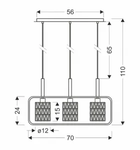 Závesná lampa Crown, čierna, 3x40W, E27, béžové tienidlo