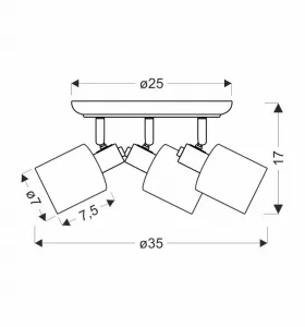 HNEDÁ STROPNÁ LAMPA AGRA 3X40W E14 JANTÁROVÉ TIENIDLO