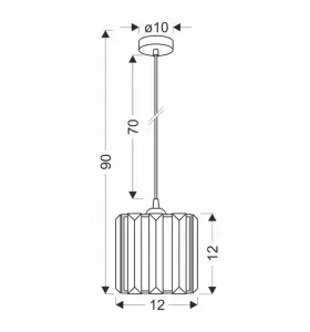 Závesná lampa Glassia čierna 1X40 E27 čierne tienidlo + číre kryštály