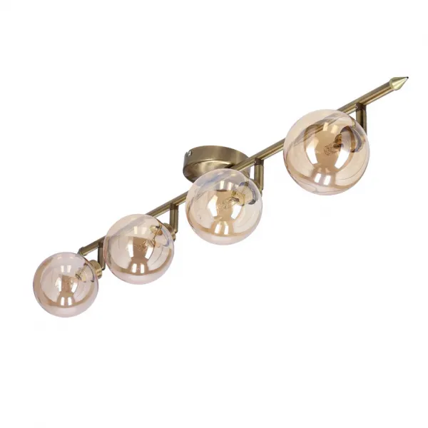 Stropná lampa Rodia patinovaná páska 4x40W g9 jantárové tienidlo