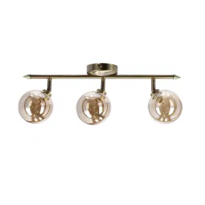 Stropná lampa Rodia s patinovaným pásikom 3x40W g9 jantárové tienidlo