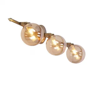 Stropná lampa Rodia s patinovaným pásikom 3x40W g9 jantárové tienidlo