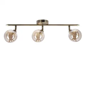 Stropná lampa Rodia s patinovaným pásikom 3x40W g9 jantárové tienidlo
