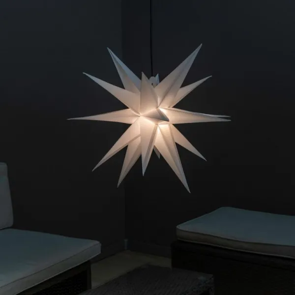 Nexos 67069 Vianočná dekorácia - hviezda s časovačom 1 LED, 55 cm, biela