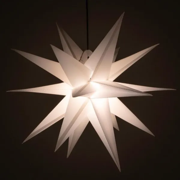 Nexos 67069 Vianočná dekorácia - hviezda s časovačom 1 LED, 55 cm, biela