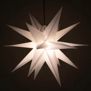 Nexos 67069 Vianočná dekorácia - hviezda s časovačom 1 LED, 55 cm, biela