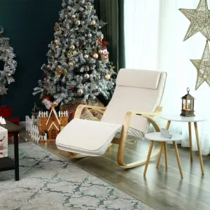 SONGMICS hojdacie kreslo s nastaviteľnou podnožkou, béžové